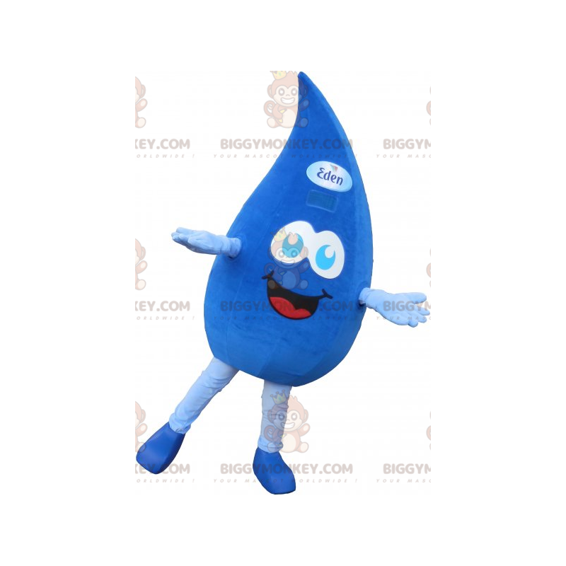 Kostým maskota BIGGYMONKEY™ s usměvavou obří modrou kapkou vody