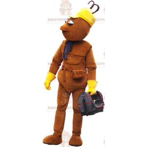 BIGGYMONKEY™ Costume da mascotte uomo marrone sottile con borsa