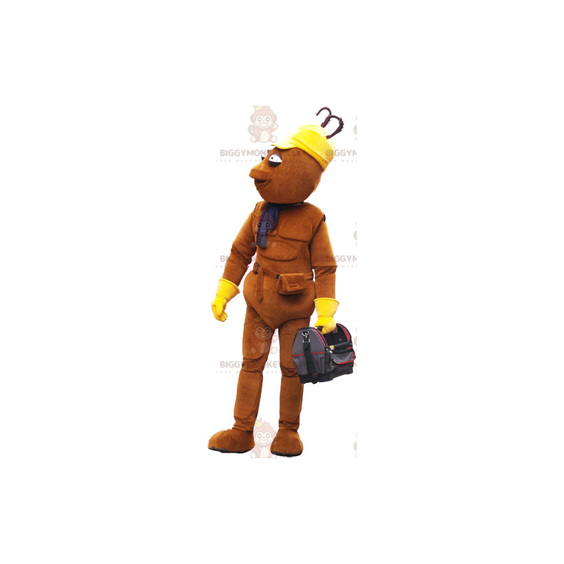 BIGGYMONKEY™ Dunne bruine mascotte kostuum voor mannen met tas