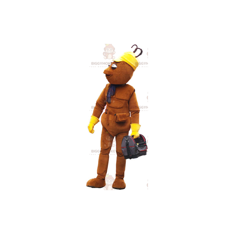 Costume de mascotte BIGGYMONKEY™ de bonhomme marron tout fin