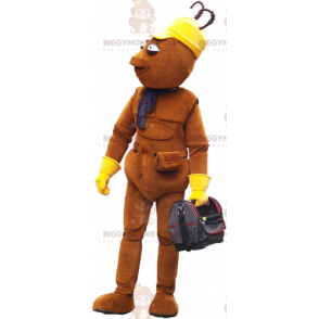 BIGGYMONKEY™ Thin Brown Man Mascot Costume With Bag –