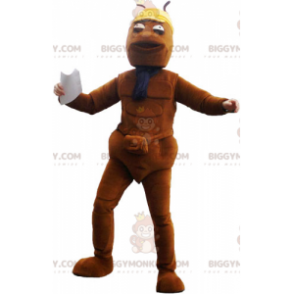 BIGGYMONKEY™ Dünnes braunes Maskottchen-Kostüm mit Tasche -