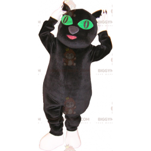 Kostium maskotki BIGGYMONKEY™ Duży czarno-biały kot z zielonymi