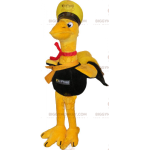 BIGGYMONKEY™ Mascottekostuum Gele reuzenvogel in zeemansoutfit