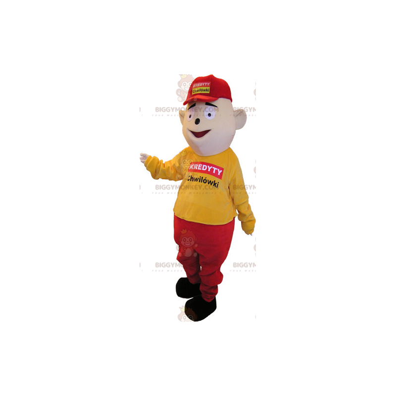 BIGGYMONKEY™ mascottekostuum geklede man in geel en rood met