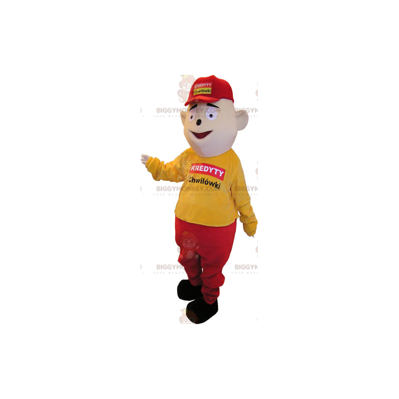 BIGGYMONKEY™ Maskotdräkt Dressig man i gult och rött med keps -