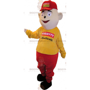 Traje Mascote BIGGYMONKEY™ Mascote Homem Elegante em Amarelo e