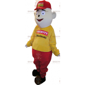 BIGGYMONKEY™ mascottekostuum geklede man in geel en rood met