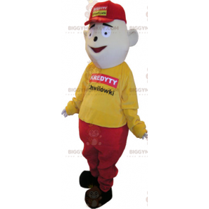 BIGGYMONKEY™ maskotkostume Dressy mand i gul og rød med kasket