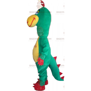 Funny Green Red and Yellow Dinosaur BIGGYMONKEY™ Mascot Costume