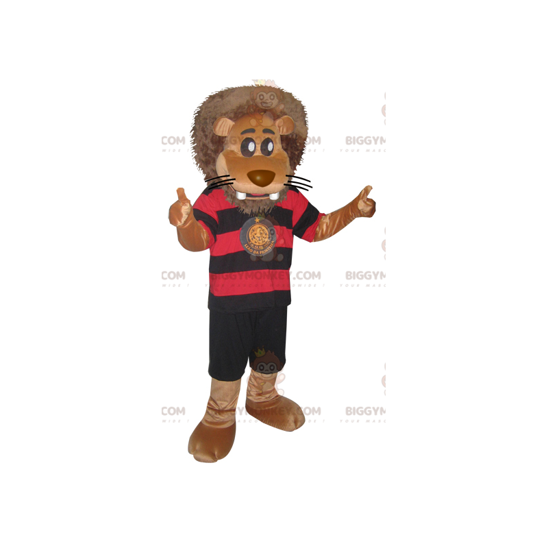 BIGGYMONKEY™ Big Lion Mascot-kostume i sort og rødt sporty