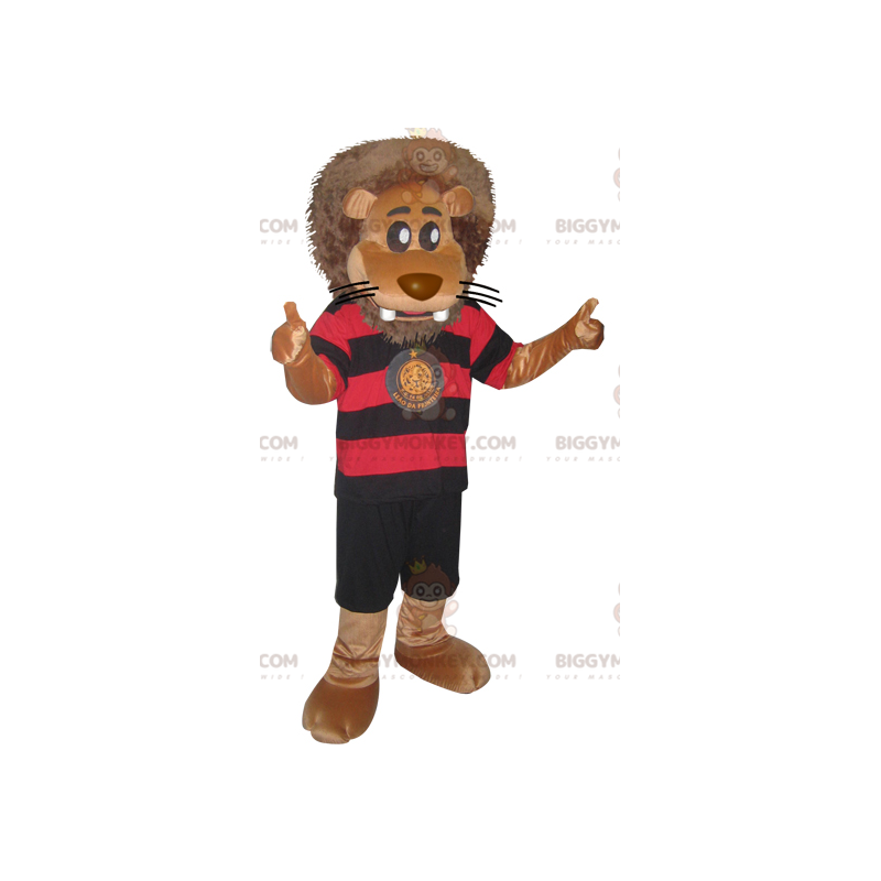 BIGGYMONKEY™ Costume da mascotte grande leone in abito sportivo