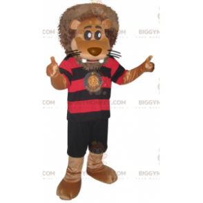 BIGGYMONKEY™ Big Lion Mascot-dräkt i svart och röd sportig