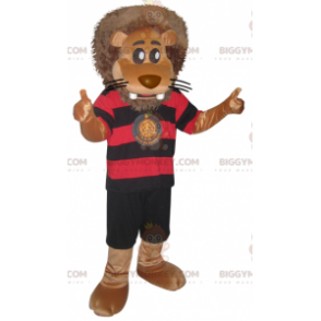 BIGGYMONKEY™ Big Lion Mascot-kostume i sort og rødt sporty