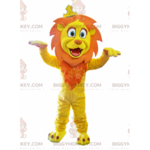 BIGGYMONKEY™ Costume da mascotte Leone giallo e arancione con