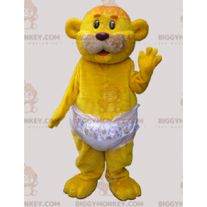 BIGGYMONKEY™ maskottiasu Yellow Bear Bear Wearing Vaippa -