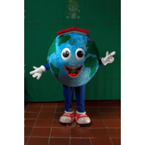 Giant Planet Earth BIGGYMONKEY™ maskotkostume med rød hat -