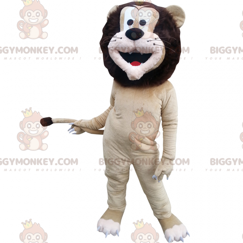 BIGGYMONKEY™ maskotti beigen ja ruskean leijonan värinen asu