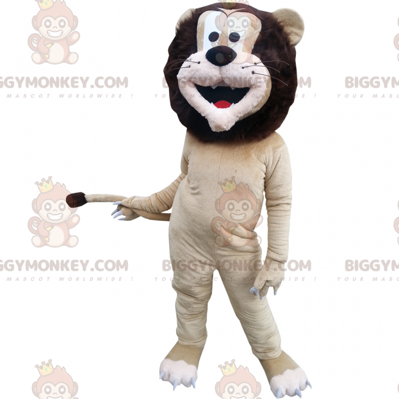 Costume de mascotte BIGGYMONKEY™ de lion beige et marron avec