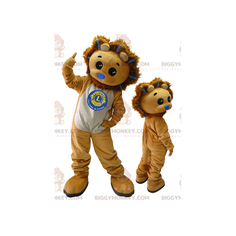 2 mascote do BIGGYMONKEY™. O leão marrom e o filhote de mascote