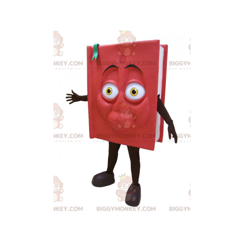 Rood en zwart reuzenboek BIGGYMONKEY™ mascottekostuum. boek