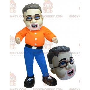 Bebaarde man BIGGYMONKEY™ mascottekostuum met bril -