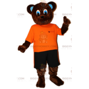 Traje de mascote BIGGYMONKEY™ filhote de urso marrom em traje