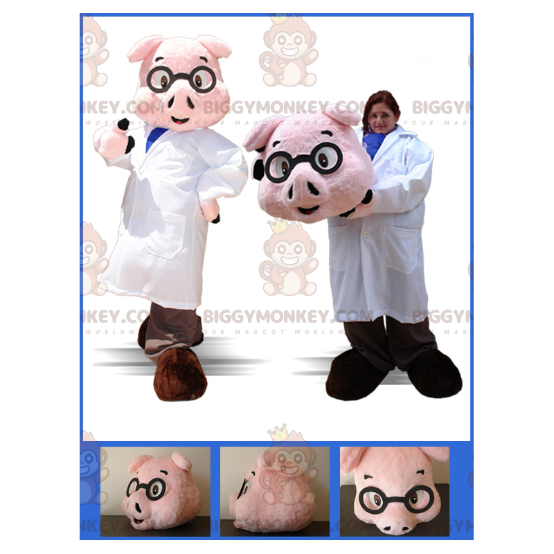 Costume de mascotte BIGGYMONKEY™ de cochon habillé en infirmier