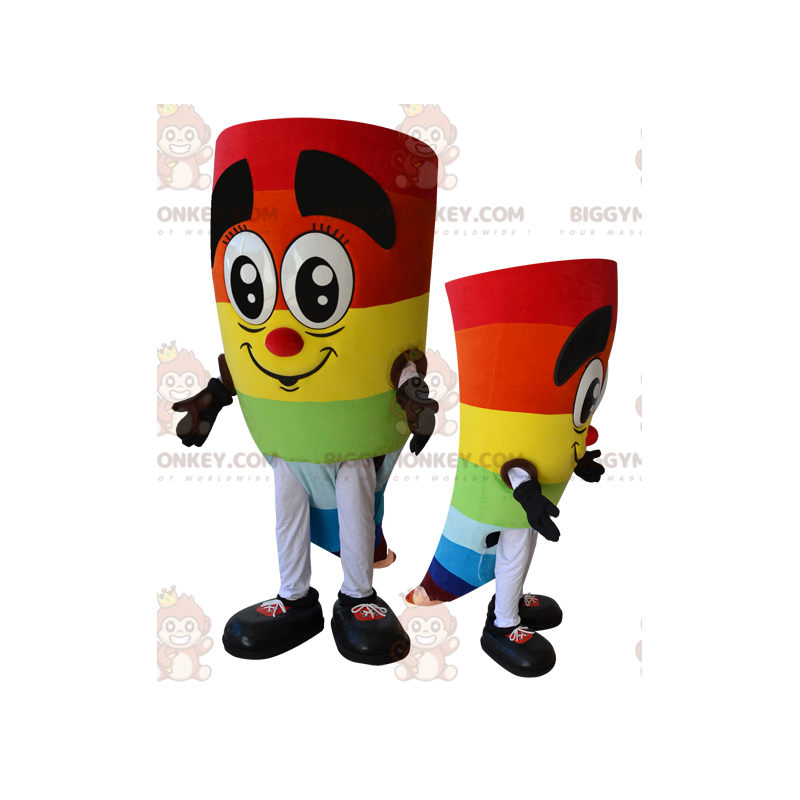 Costume de mascotte BIGGYMONKEY™ de bonhomme multicolore jovial