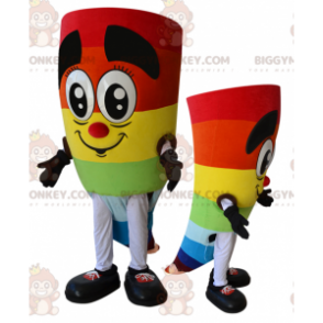 Cheerful Multicolor Snowman BIGGYMONKEY™ Mascot Costume -