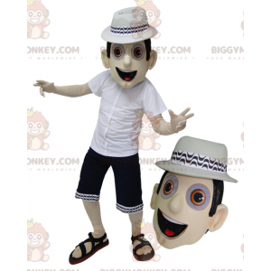 BIGGYMONKEY™ costume mascotte da uomo in completo estivo con