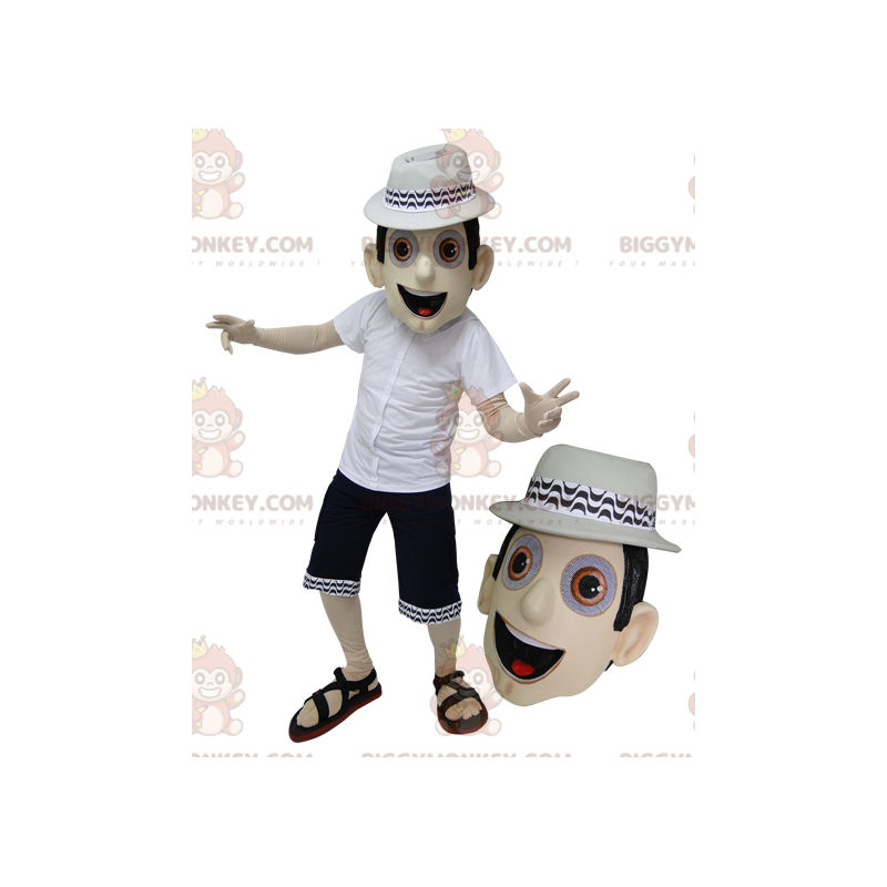 BIGGYMONKEY™ costume mascotte da uomo in completo estivo con