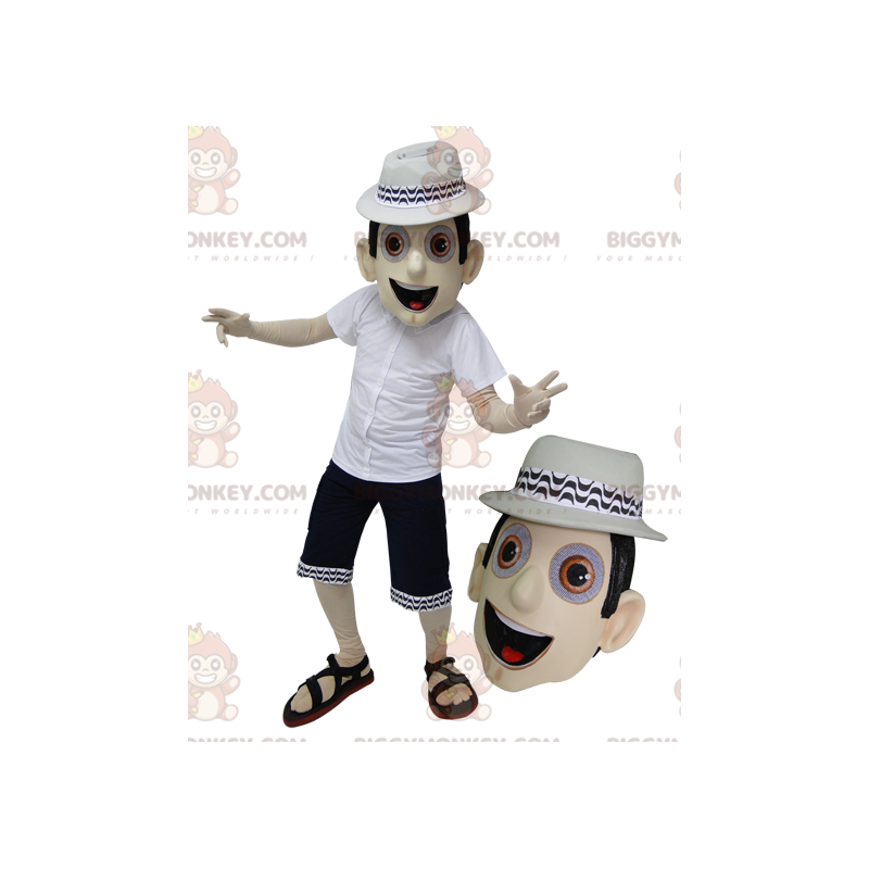 BIGGYMONKEY™ mascottekostuum van man in zomeroutfit met