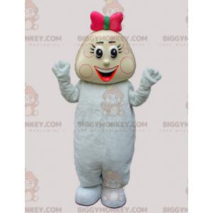 Mascote BIGGYMONKEY™ Boneca Garota em Babygros Branco e Gravata