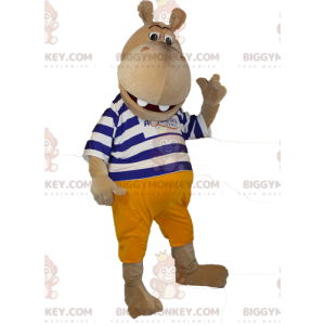 BIGGYMONKEY™ Costume da mascotte ippopotamo marinaio marrone -