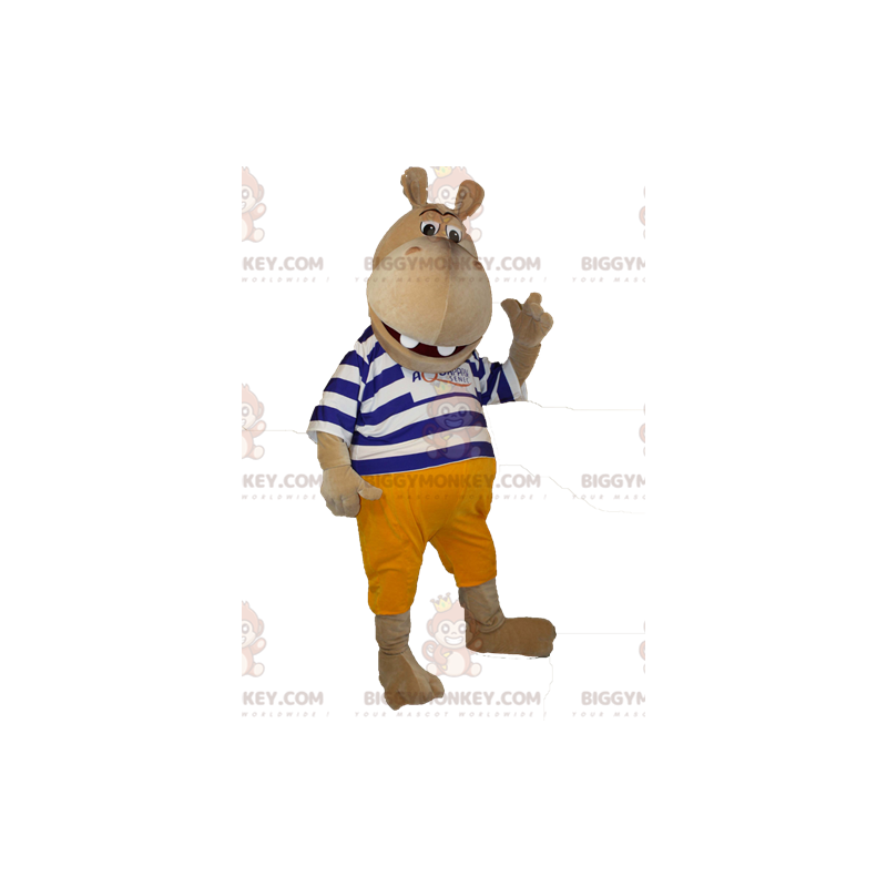 BIGGYMONKEY™ Costume da mascotte ippopotamo marinaio marrone -