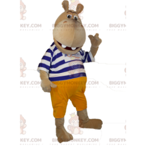 BIGGYMONKEY™ Costume da mascotte ippopotamo marinaio marrone -