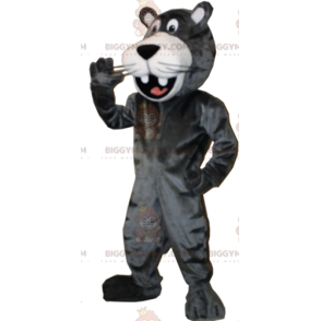 BIGGYMONKEY™ Costume mascotte pantera nera gigante sorridente -