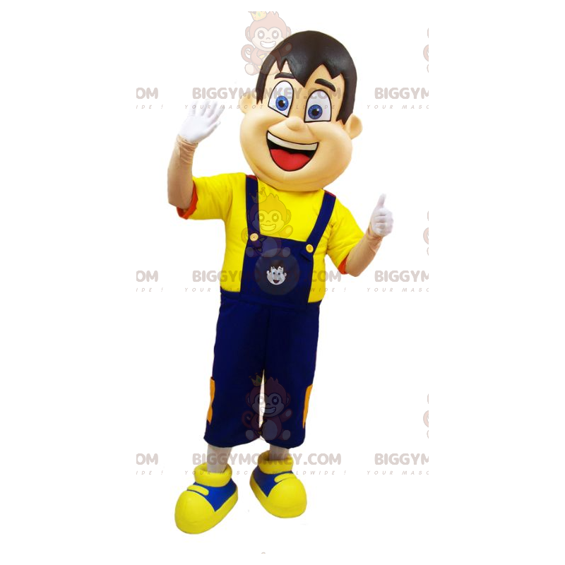 Costume de mascotte BIGGYMONKEY™ d'homme en salopette bleue et