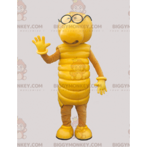 Costume de mascotte BIGGYMONKEY™ de chenille jaune. Costume de