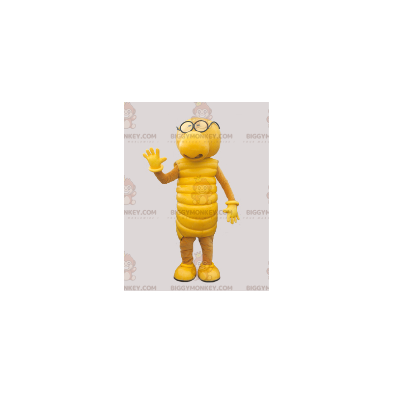 Yellow caterpillar BIGGYMONKEY™ mascot costume. Yellow Creature