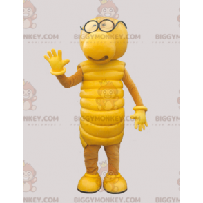 Costume da mascotte BIGGYMONKEY™ bruco giallo. Costume mascotte