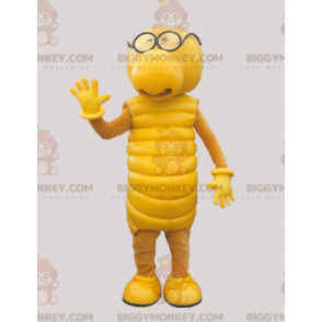 Costume de mascotte BIGGYMONKEY™ de chenille jaune. Costume de