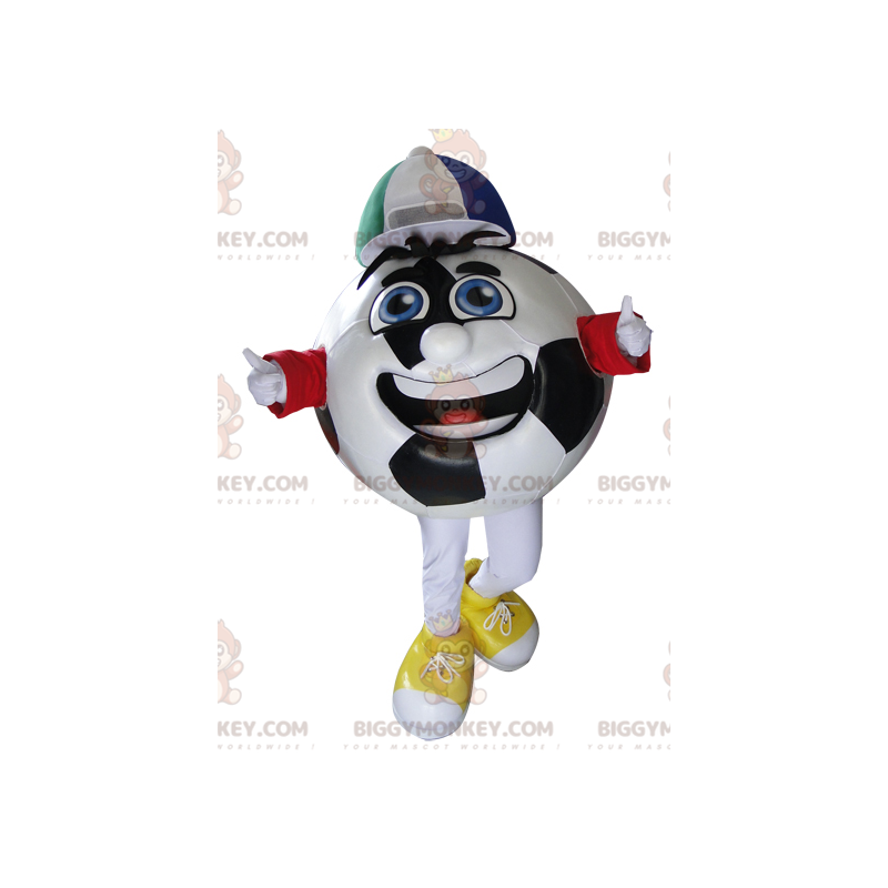 Costume da mascotte BIGGYMONKEY™ con pallone da calcio bianco e