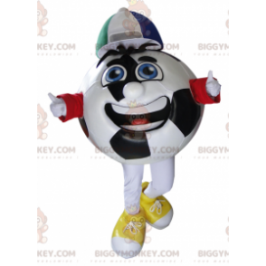 Costume da mascotte BIGGYMONKEY™ con pallone da calcio bianco e
