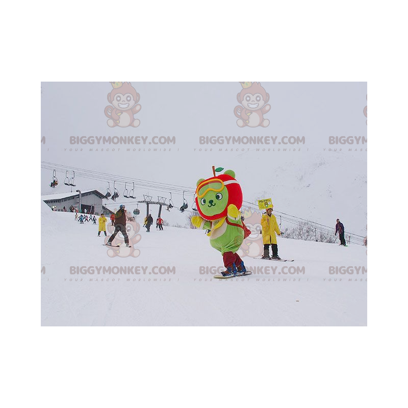 Groene beer BIGGYMONKEY™ mascottekostuum met appelkop -