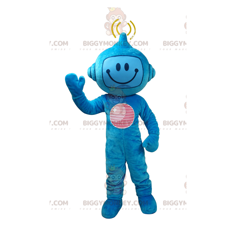 Blue futuristic character BIGGYMONKEY™ mascot costume. Robot