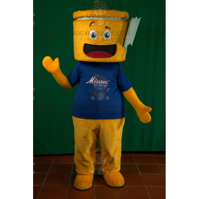 BIGGYMONKEY™ Mascot Costume of Yellow Man and Very Smiling Blue