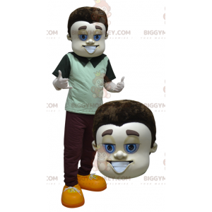 Brown Blue Eyes Well Dressed Man BIGGYMONKEY™ Mascot Costume –