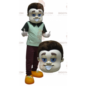Brown Blue Eyes Well Dressed Man BIGGYMONKEY™ Mascot Costume –